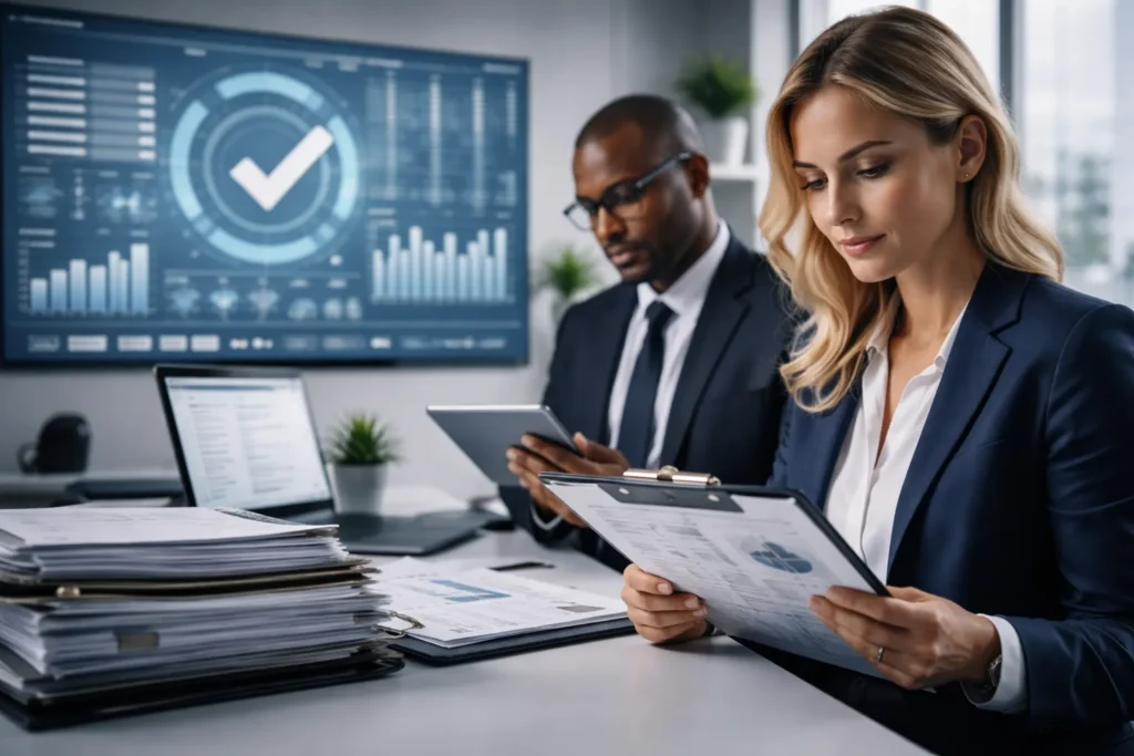 People working on compliance documents